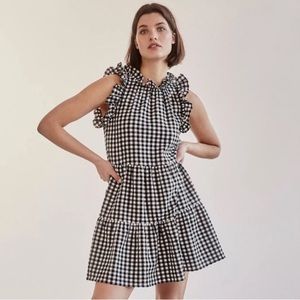 Black & white gingham dress - sleeveless cut with ruffle. Maeve by Anthropologie